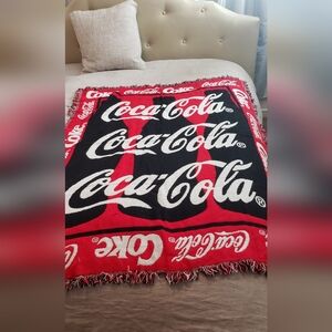 Coca Cola Coke Throw Blanket 45w 57 Long Football Decor Cozy Statement Piece
